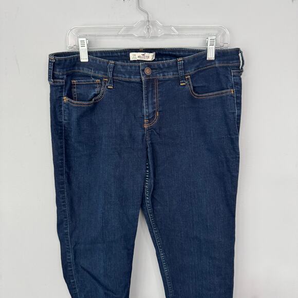 Hollister Dark Wash Skinny Jeans Junior's Size 13 Cotton Polyester Spandex Blend - Picture 3 of 8